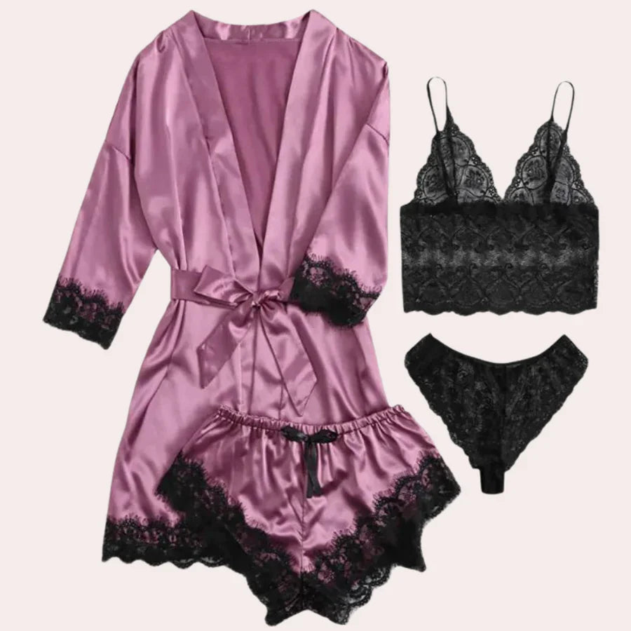 Levoire | Ensemble De Nuit Luxueux 4 Pièces Pour Femmes Rosa
