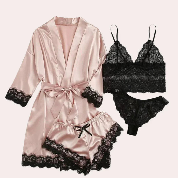 Levoire | Ensemble De Nuit Luxueux 4 Pièces Pour Femmes Champagne