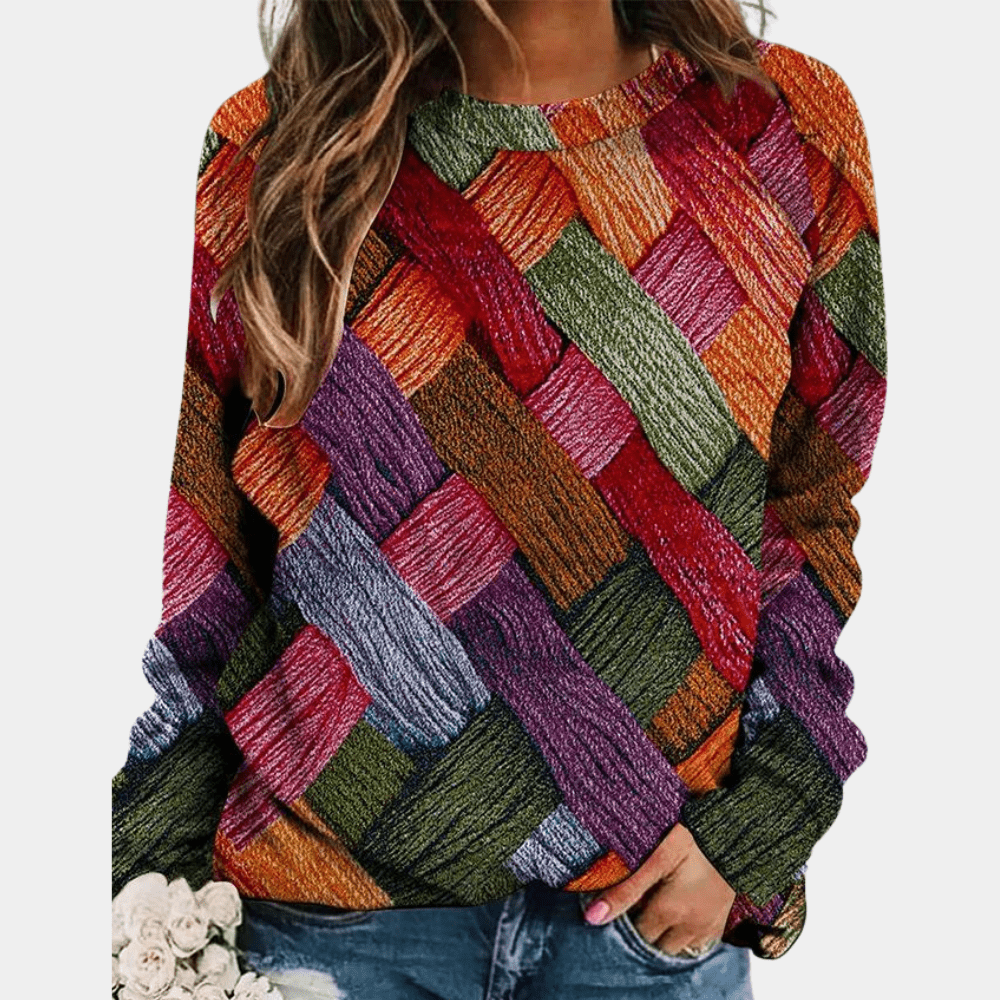 Levoire | Sweat Tricoté Motifs Tendance Orange