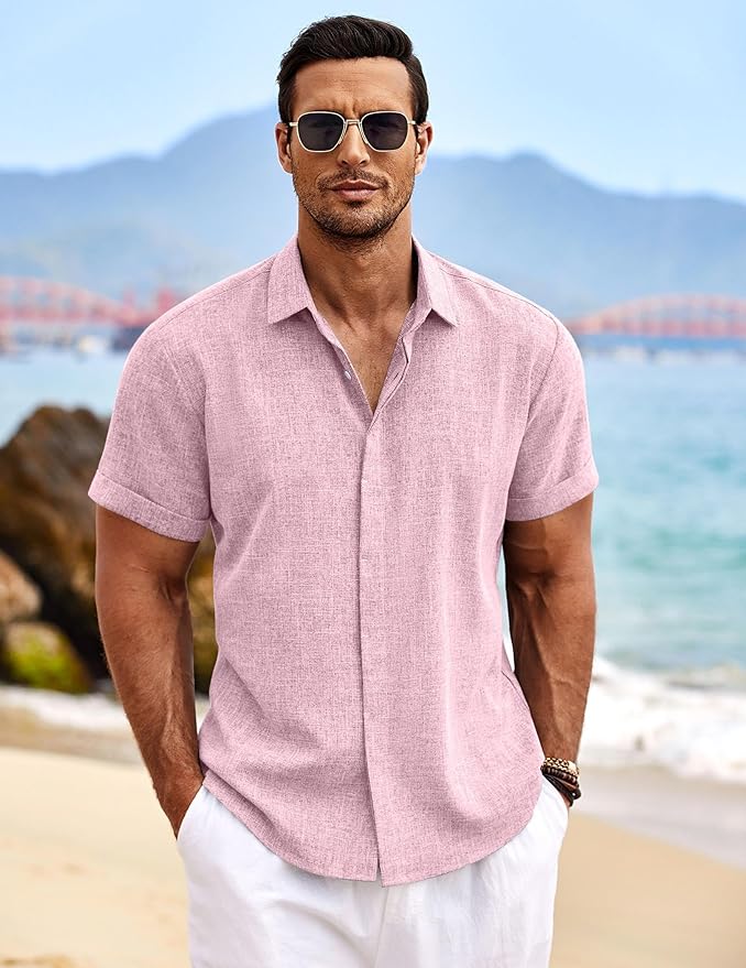 Levoire | Chemise Lin Manches Courtes Rosa