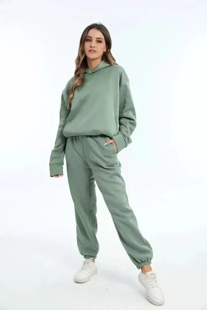 Levoire | Ensemble De Jogging À Capuche Confortable Pour Femmes Vert