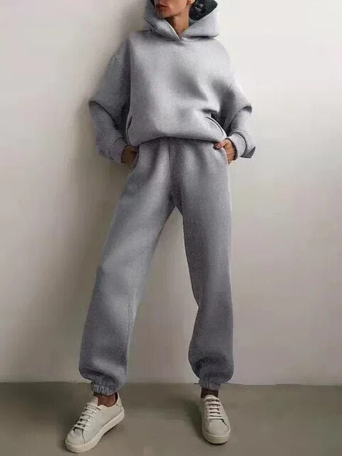 Levoire | Ensemble De Jogging À Capuche Confortable Pour Femmes Gris
