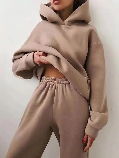 Levoire | Ensemble De Jogging À Capuche Confortable Pour Femmes Braun