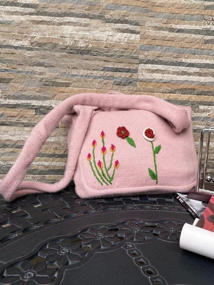 Levoire | Sac De Courses En Tricot Avec Broderie Florale Ethnique