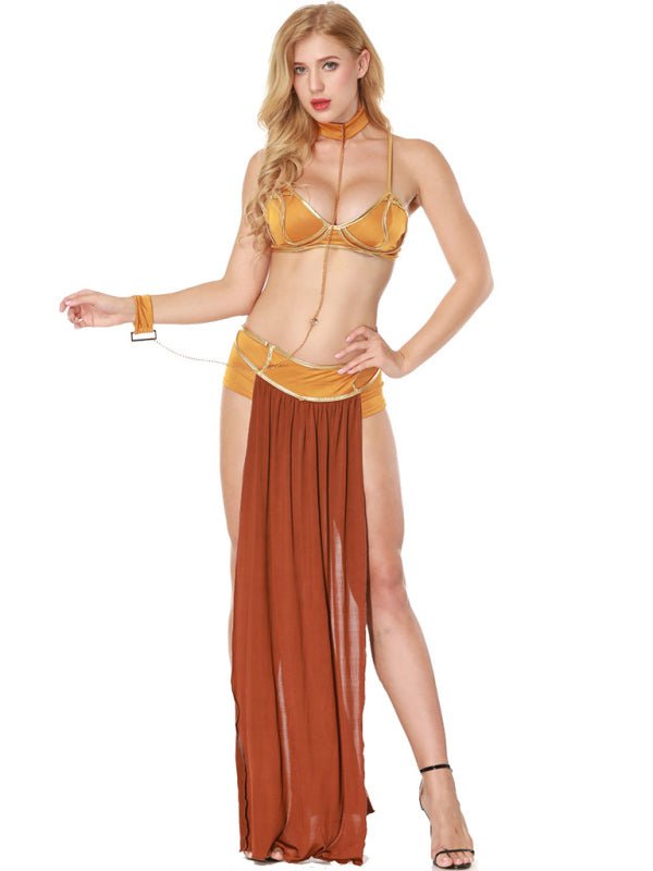 Levoire | Robe de reine de danse Halloween pour dames européenne et américaine avec jupe longue costume Café