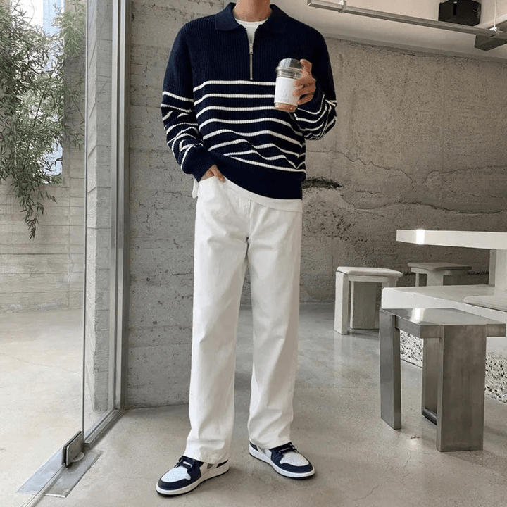 Levoire | Pull en tricot rayé moderne pour hommes, pull, sweat, gilet