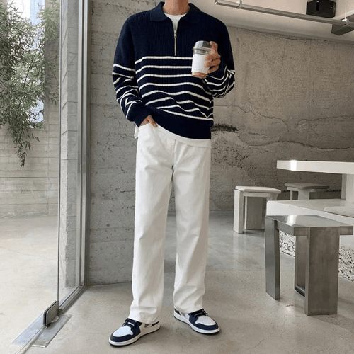 Levoire | Pull en tricot rayé moderne pour hommes, pull, sweat, gilet