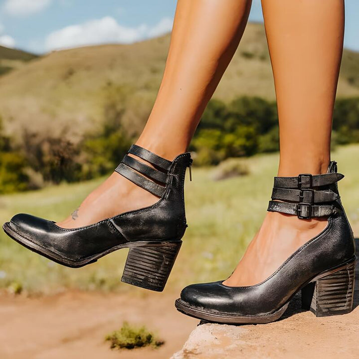 Levoire | Chaussures À Talons À Boucles Vintage Pour Femmes Noir