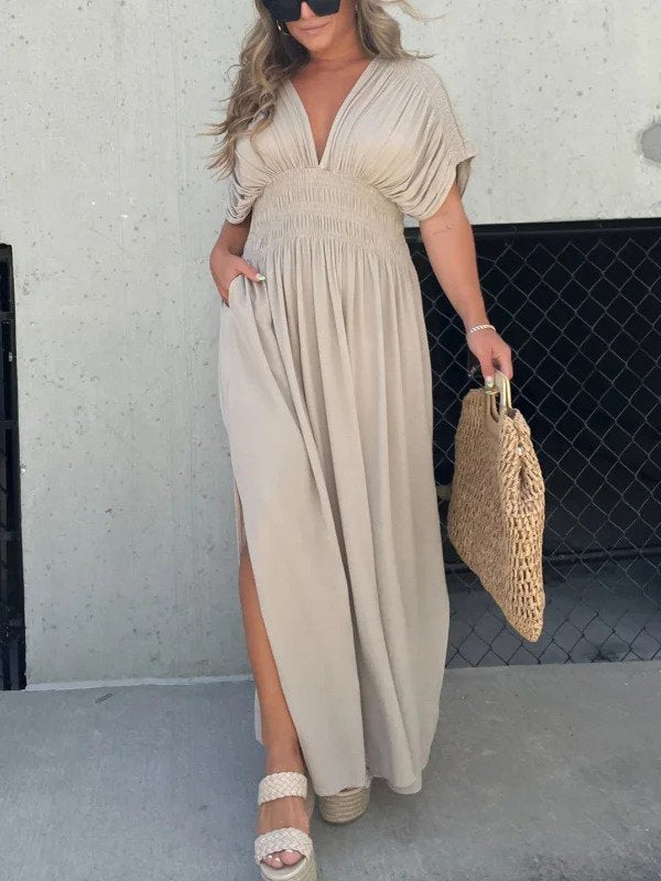 Levoire | Robe D'Été Col Rond Loisirs Sans Manches Beige