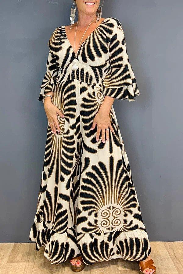 Levoire | Blümchen Robe À Volants Pour Femmes Or