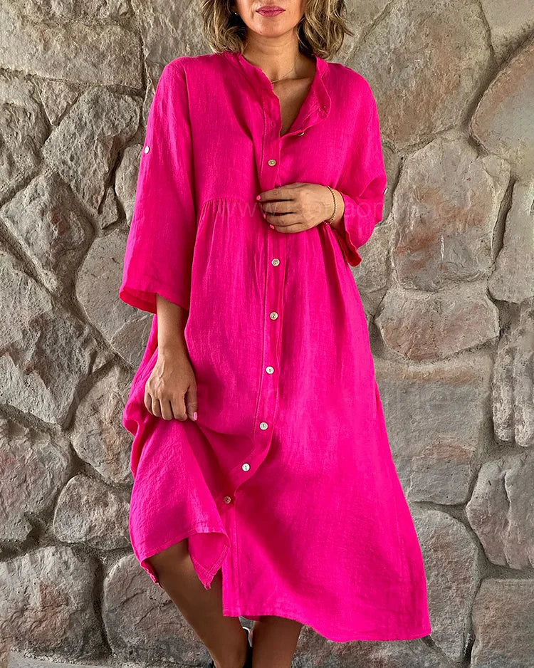 Levoire | Robe Chemise Robe D'Été Élégante Rosa