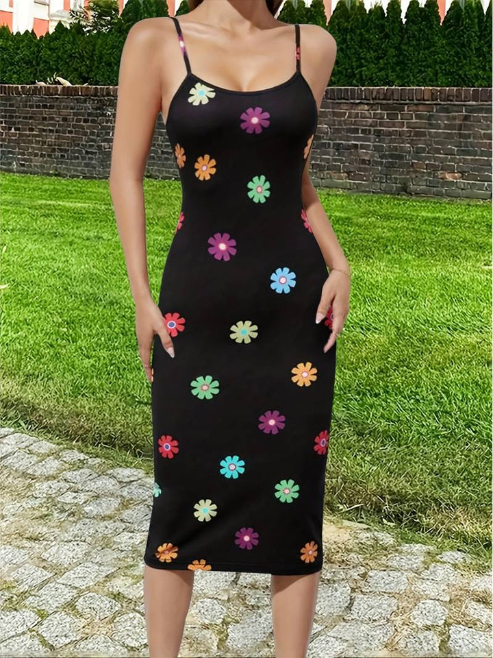 Levoire | Robe Fourreau Avec Imprimé Floral Et Bretelles Spaghetti