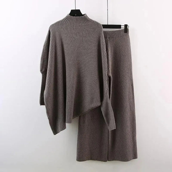 Levoire | Robe femme avec des pantalons larges coupés, taille haute tricot Brun clair Taille libre