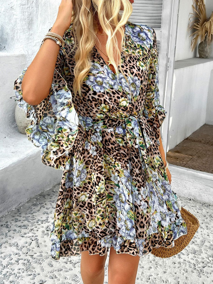 Levoire | Robe Mini Imprimée À Enveloppé Femme Manches 3/4