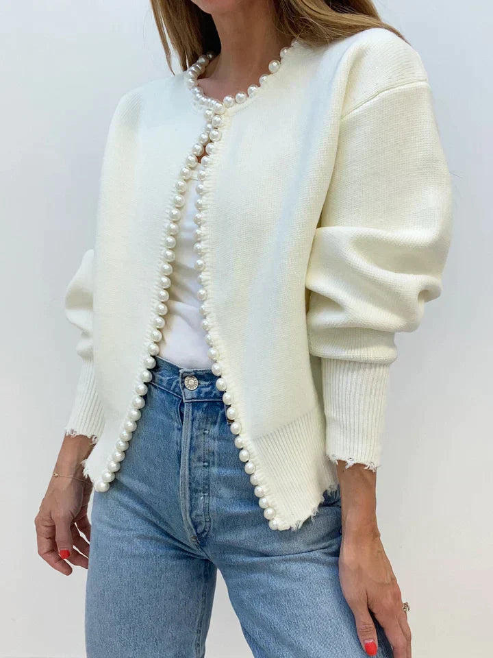 Levoire | Gilet pull avec perles Blanc Taille unique