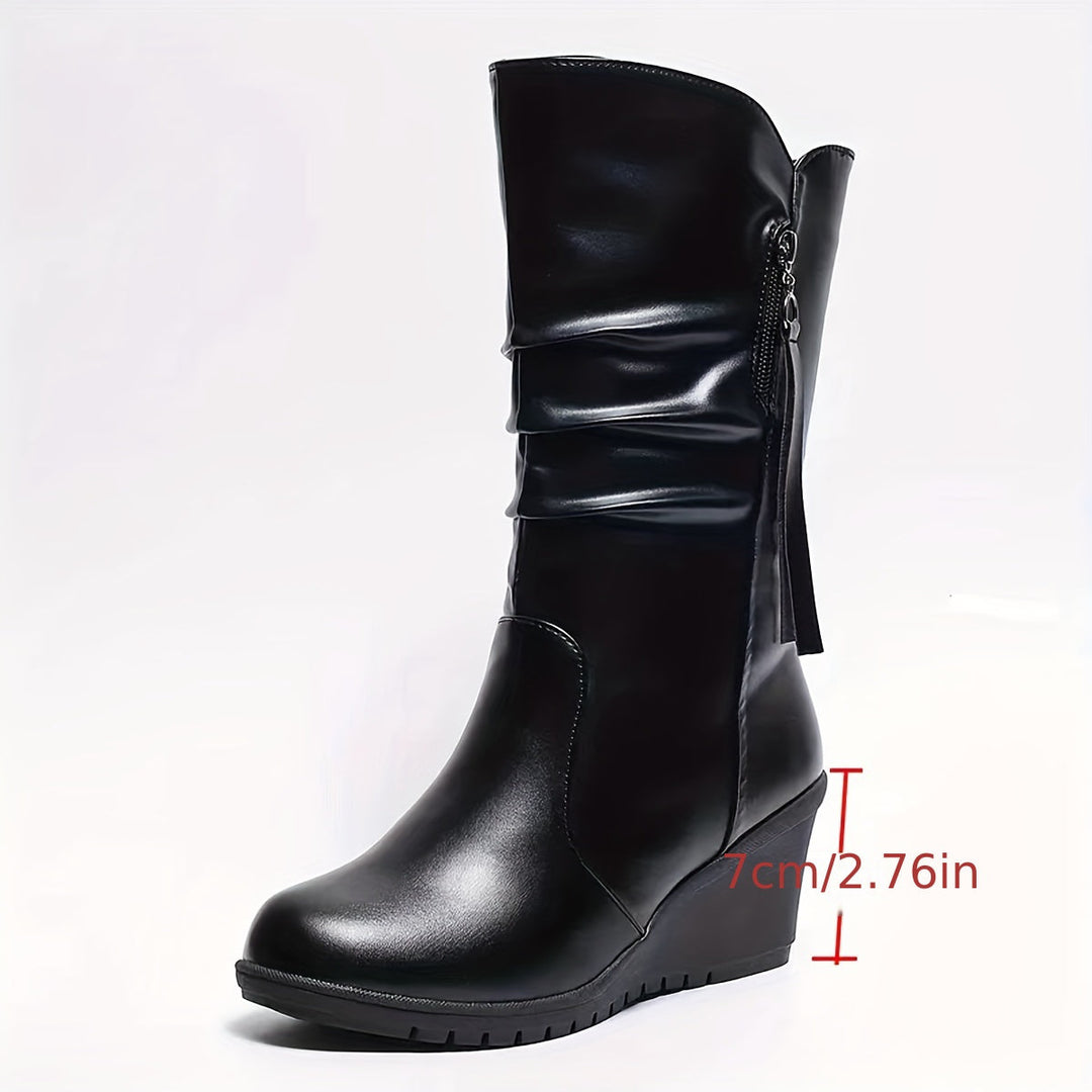 Levoire | Bottes Confortables Mi-Mollet Avec Un Talon Et Des Franges