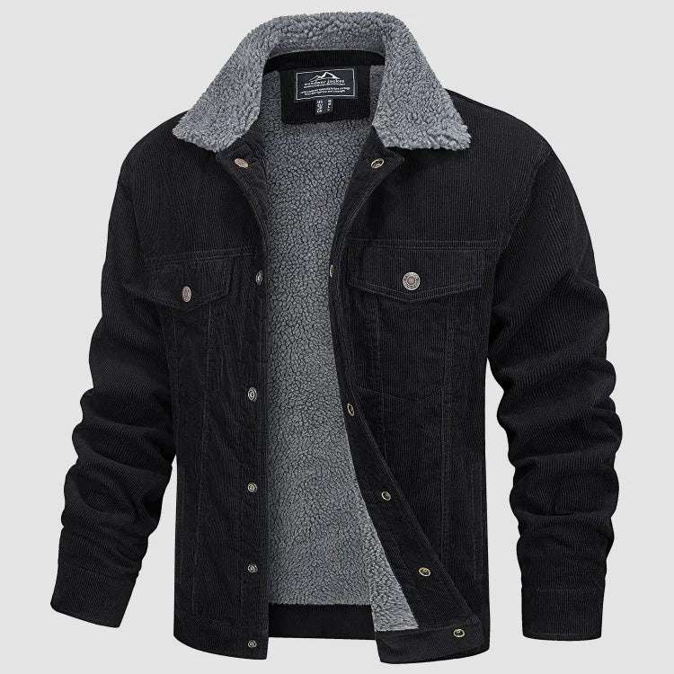 Levoire | Veste En Velours Côtelé Tendance Pour Hommes Noir