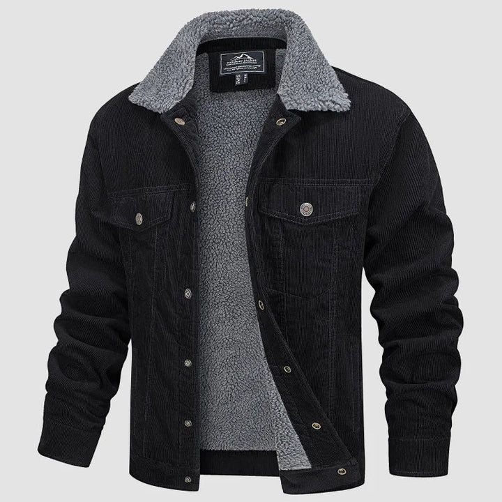 Levoire | Veste En Velours Côtelé Élégante Et Confortable Pour Homme Avec Doublure En Sherpa Noir