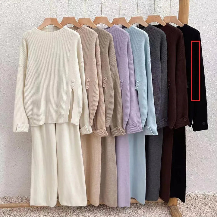 Levoire | Ensemble deux pièces avec un pull en tricot et un pantalon à manches larges Noir Taille libre