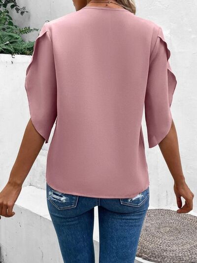 Levoire | Détail En Dentelle Blouse À Manches Demi-Longues En V