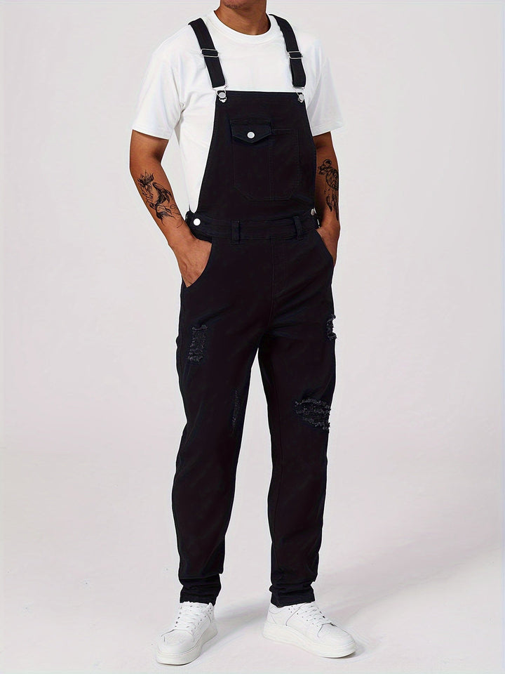 Levoire | Monocolore Denim Lavable Salopette Avec Poches Noir