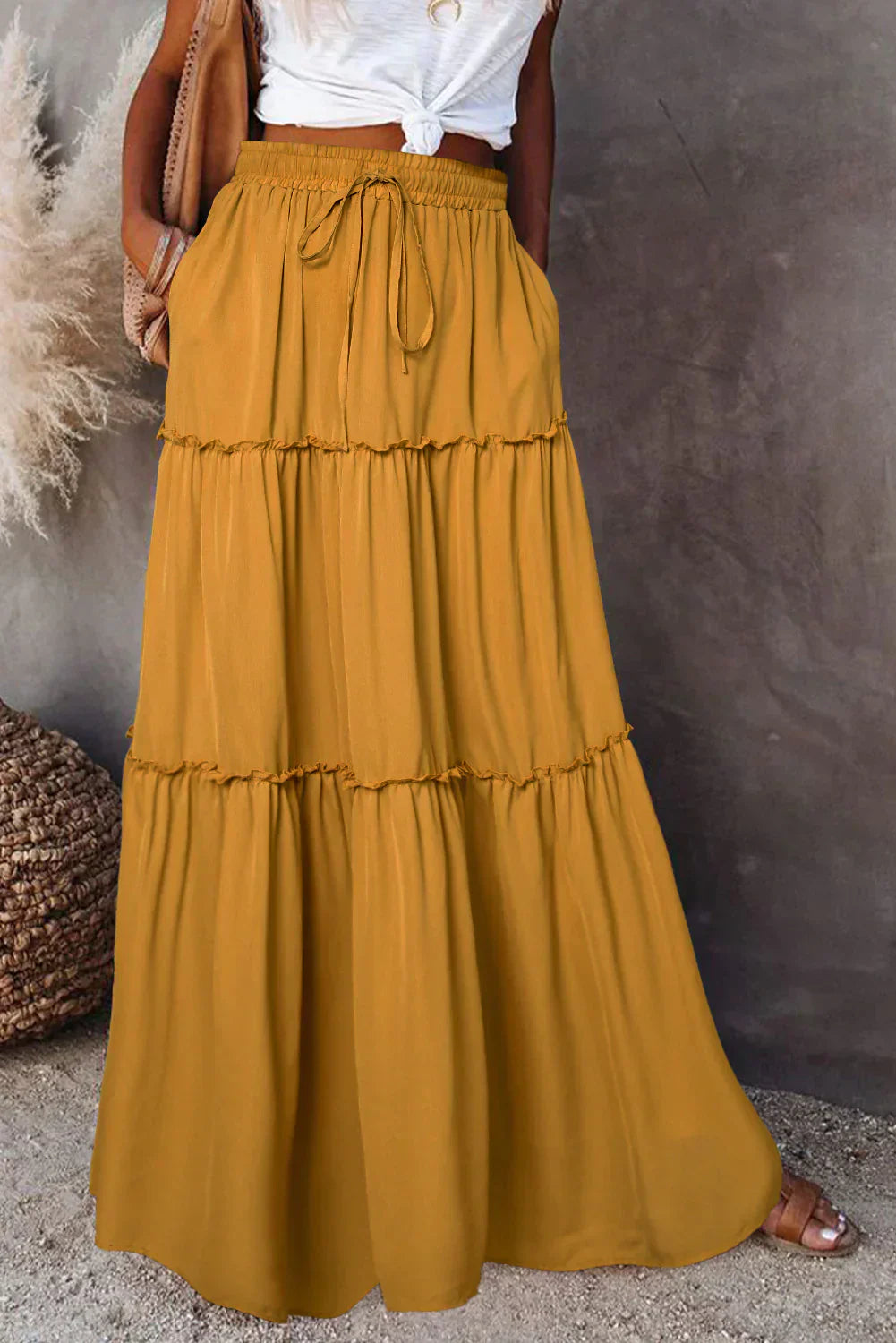 Levoire | Jupe Élégante Femme Printemps Été Jaune
