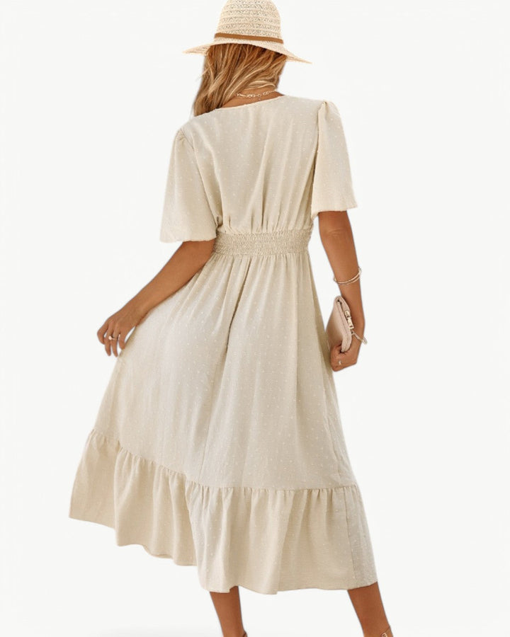 Levoire | Robe Longue À Encolure En V Avec Manches Courtes