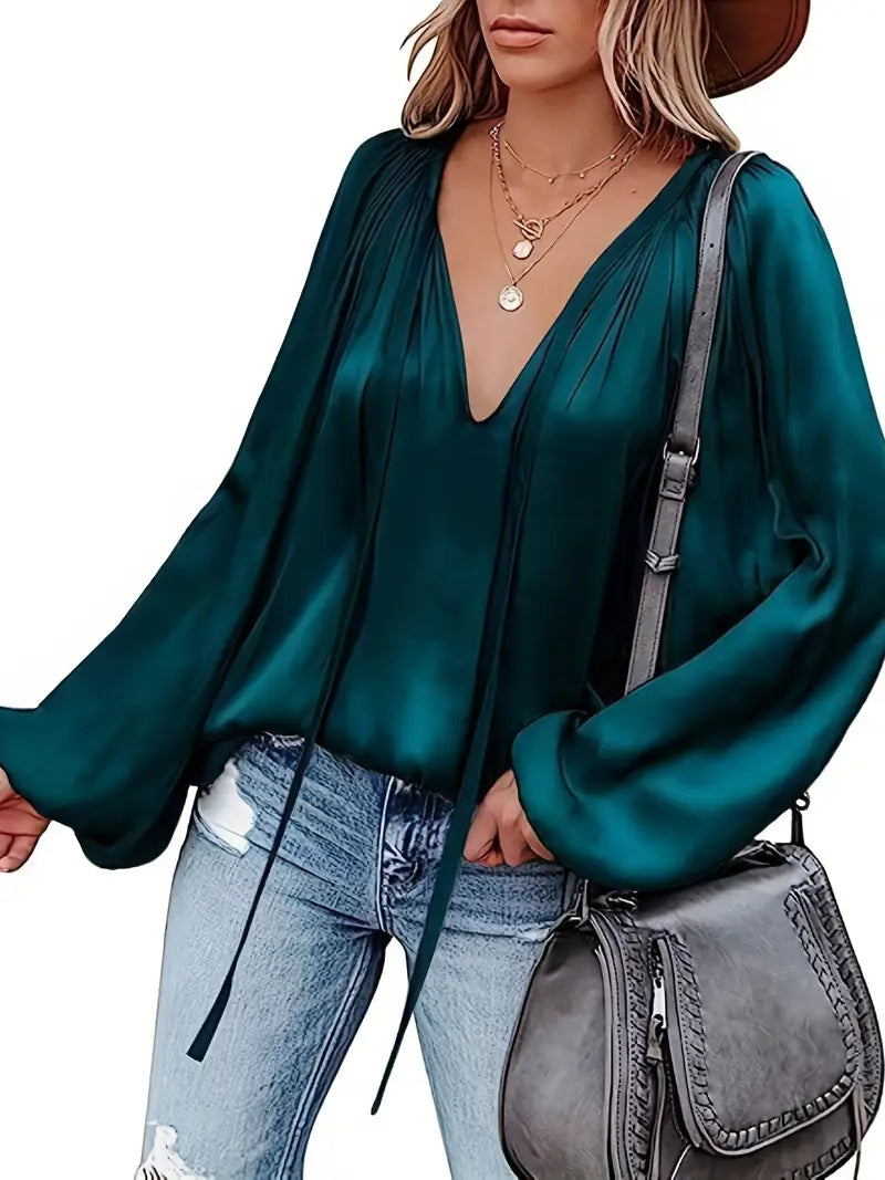 Levoire | Blouse En Satin Pour Femmes Émeraude