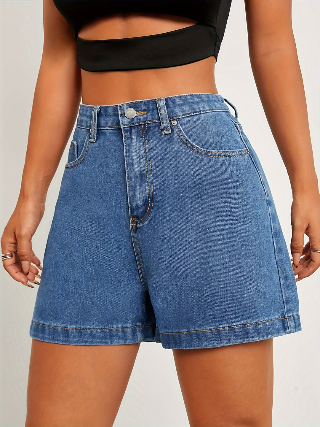 Levoire | Haute Taille Short En Denim Classique Bleu
