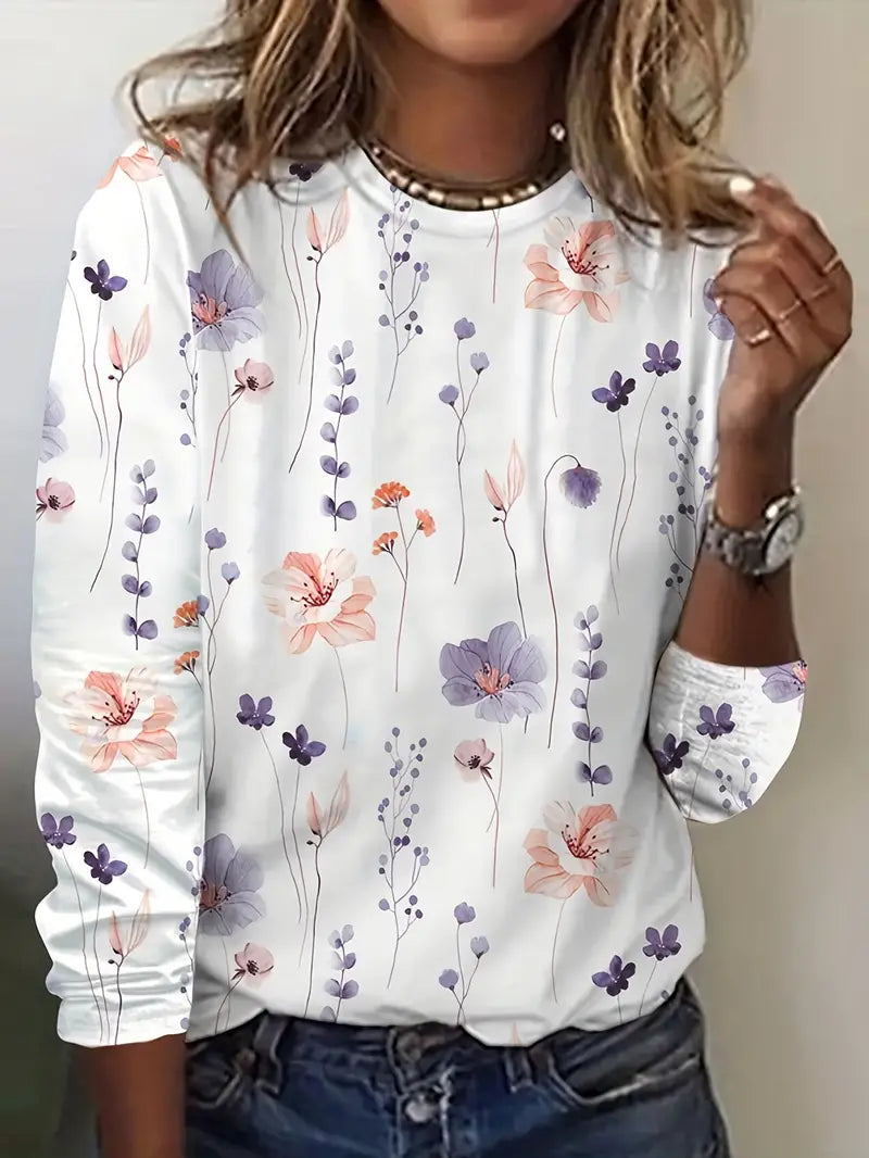 Levoire | T-Shirt À Manches Longues Avec Imprimé Floral Blanc 2