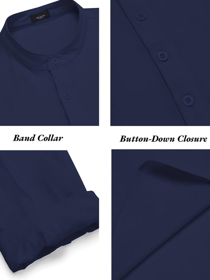 Levoire | T-Shirt Henley Homme Style Rétro À Manches Longues Uni