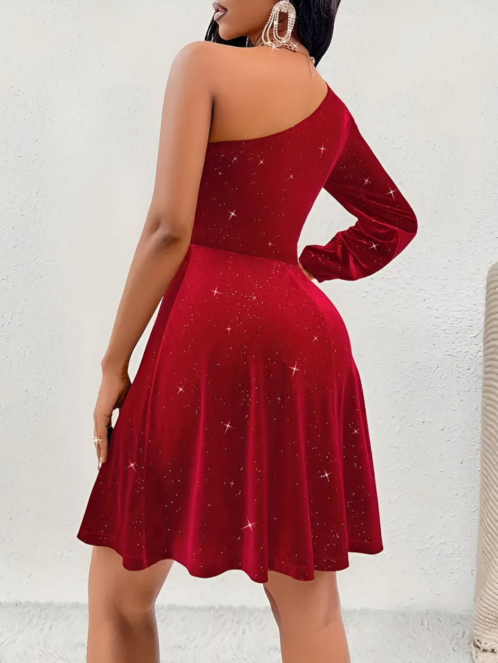 Levoire | Robe Chemise Élégante À Épaule Dénudée Avec Volants