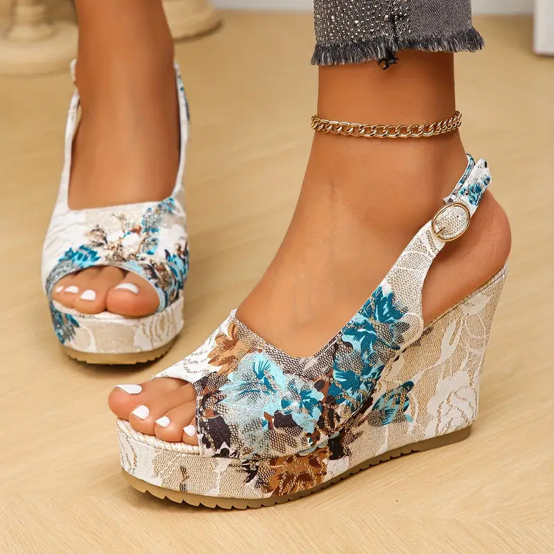 Levoire | Sandales Florales Gentle Weinlese Pour Femmes Style Bleu