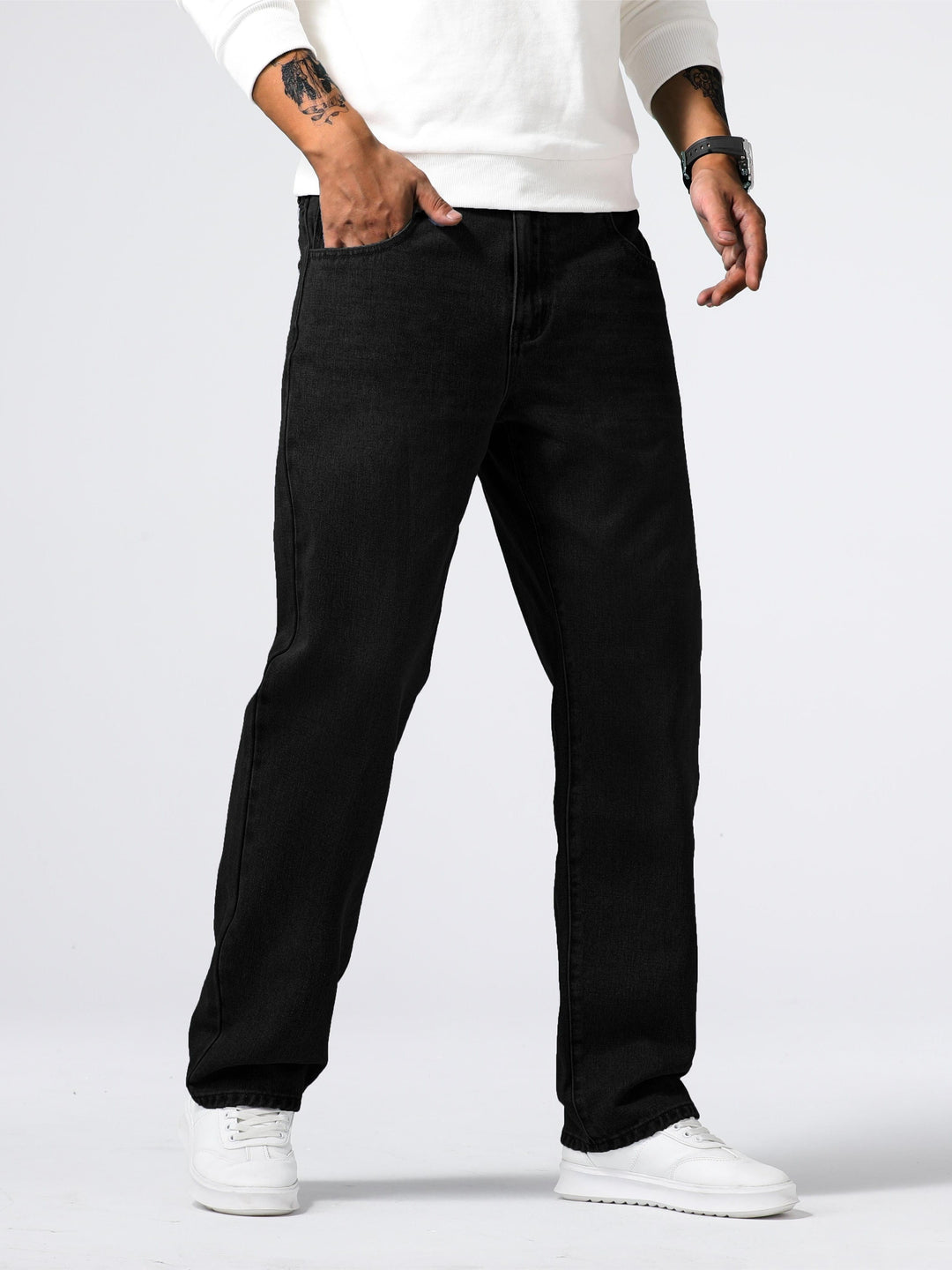 Levoire | Pantalons Détente Rento Droits Noir