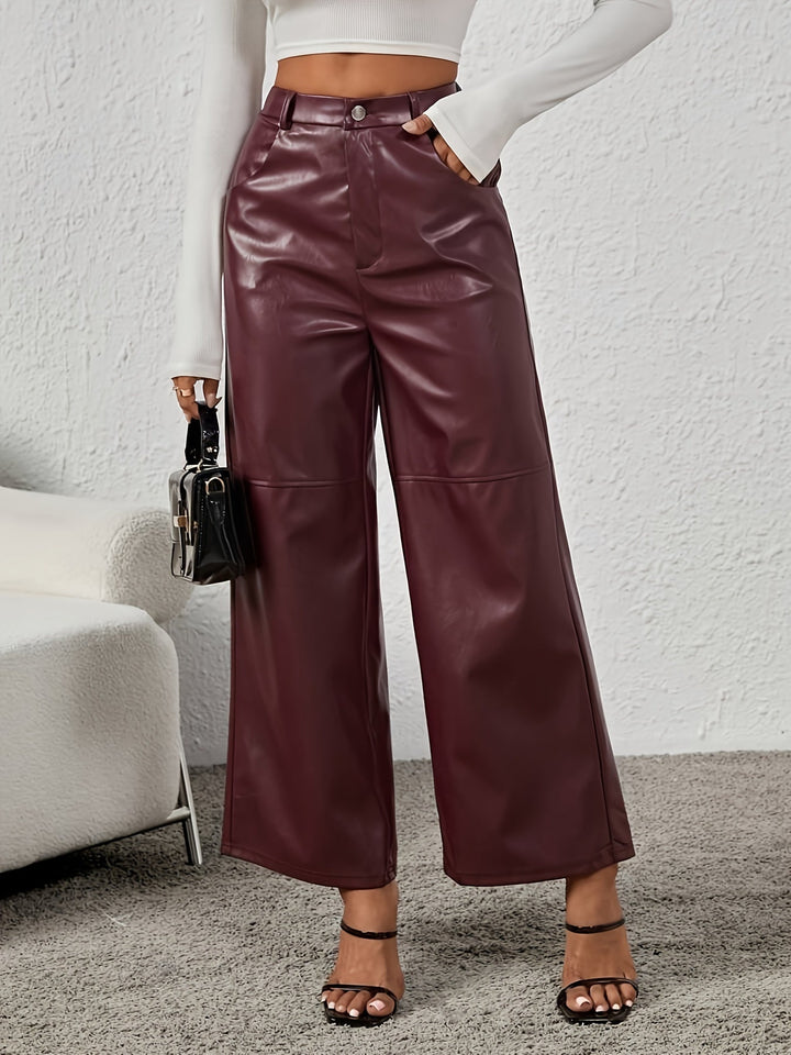Levoire | Pantalons En Simili Cuir Larges Et Élégants Avec Des Poches Biais