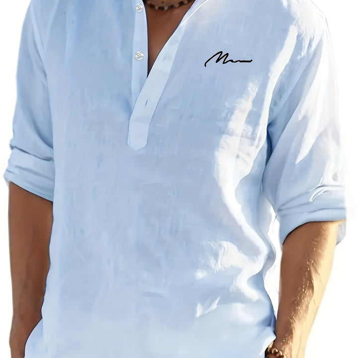 Levoire | Retro Pellavasekoite Henley-Shirt À Manches Longues