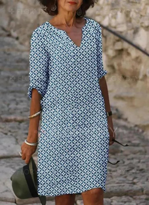 Levoire | Robe Boho Intemporelle Avec Motif Bleu