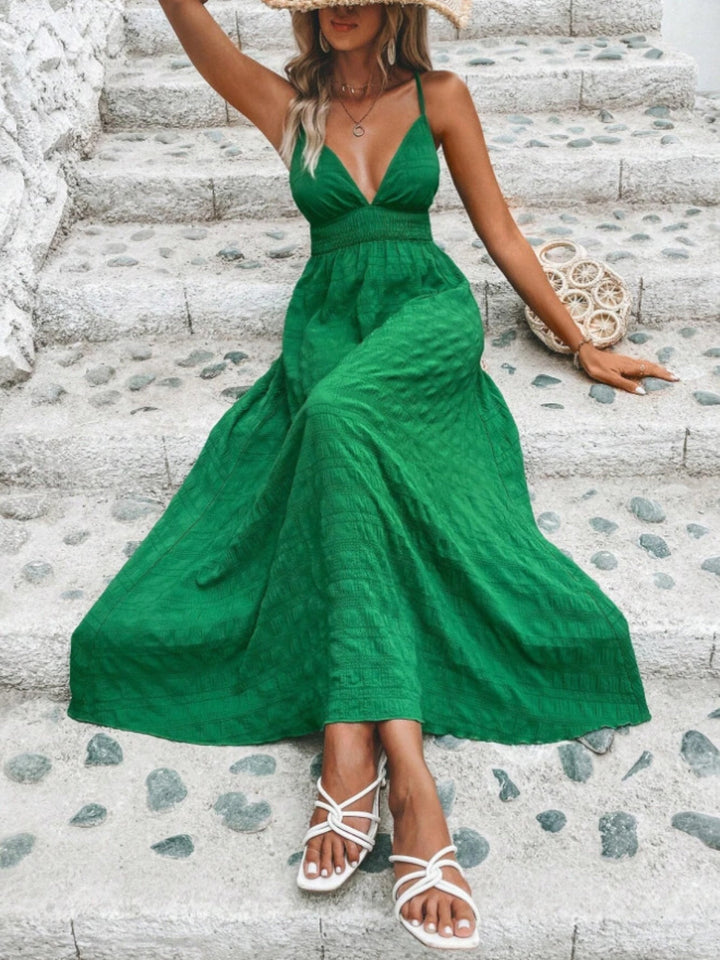 Levoire | Robe Maxi Cami Sans Manches Dos Croisé Smockée