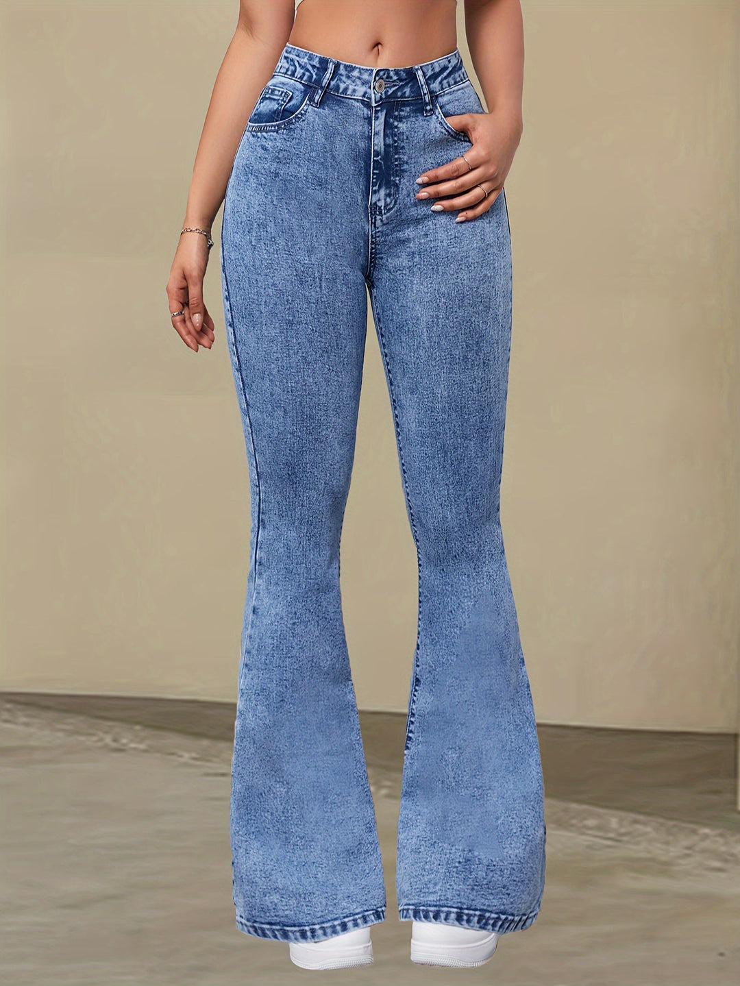 Levoire | Élégant Taille Haute Stretch Denim Flare Jeans