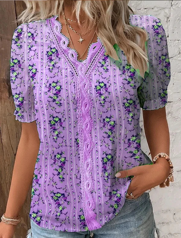 Levoire | Chemise élégante en dentelle avec décolleté en V Pourpre-A