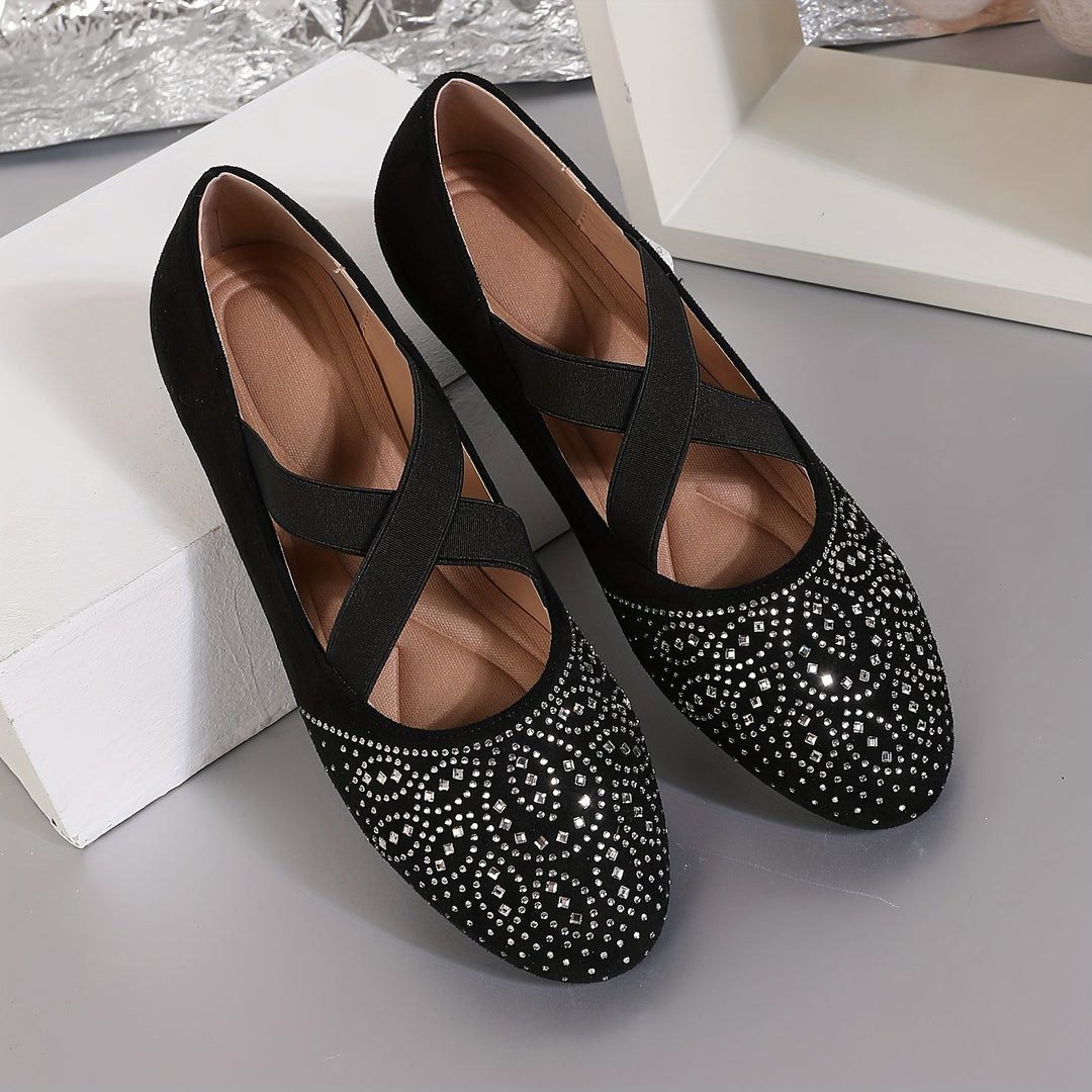 Levoire | Ballerines À Strass Avec Sangle Élastique