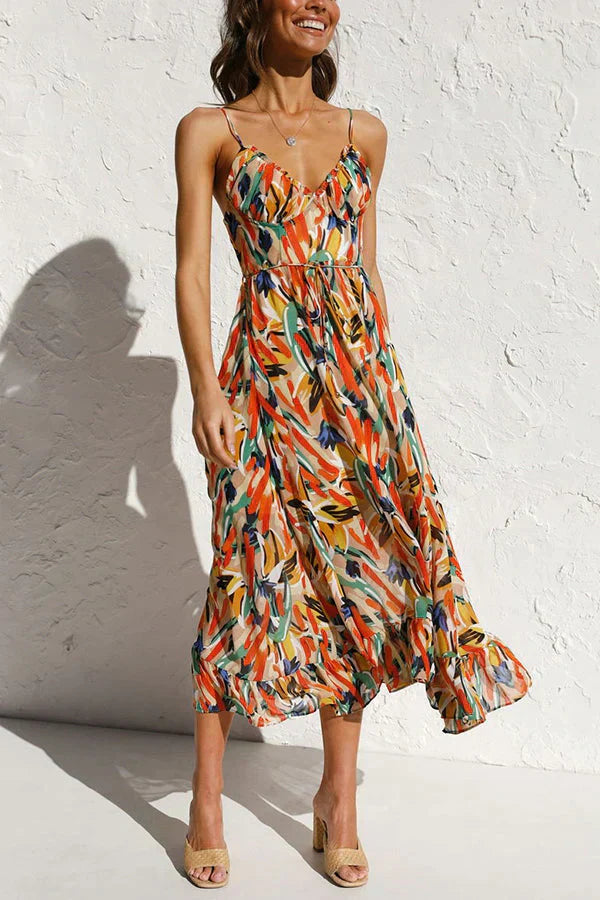 Levoire | Robe midi imprimée stylée Orange