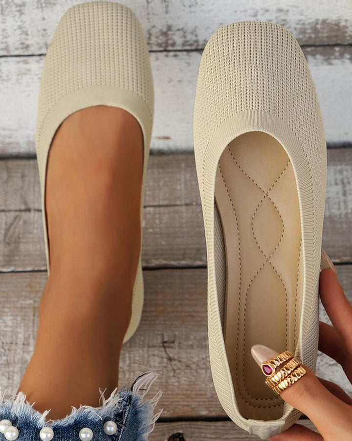Levoire | Chaussures Plates Respirantes Avec Orteils Ronds Beige