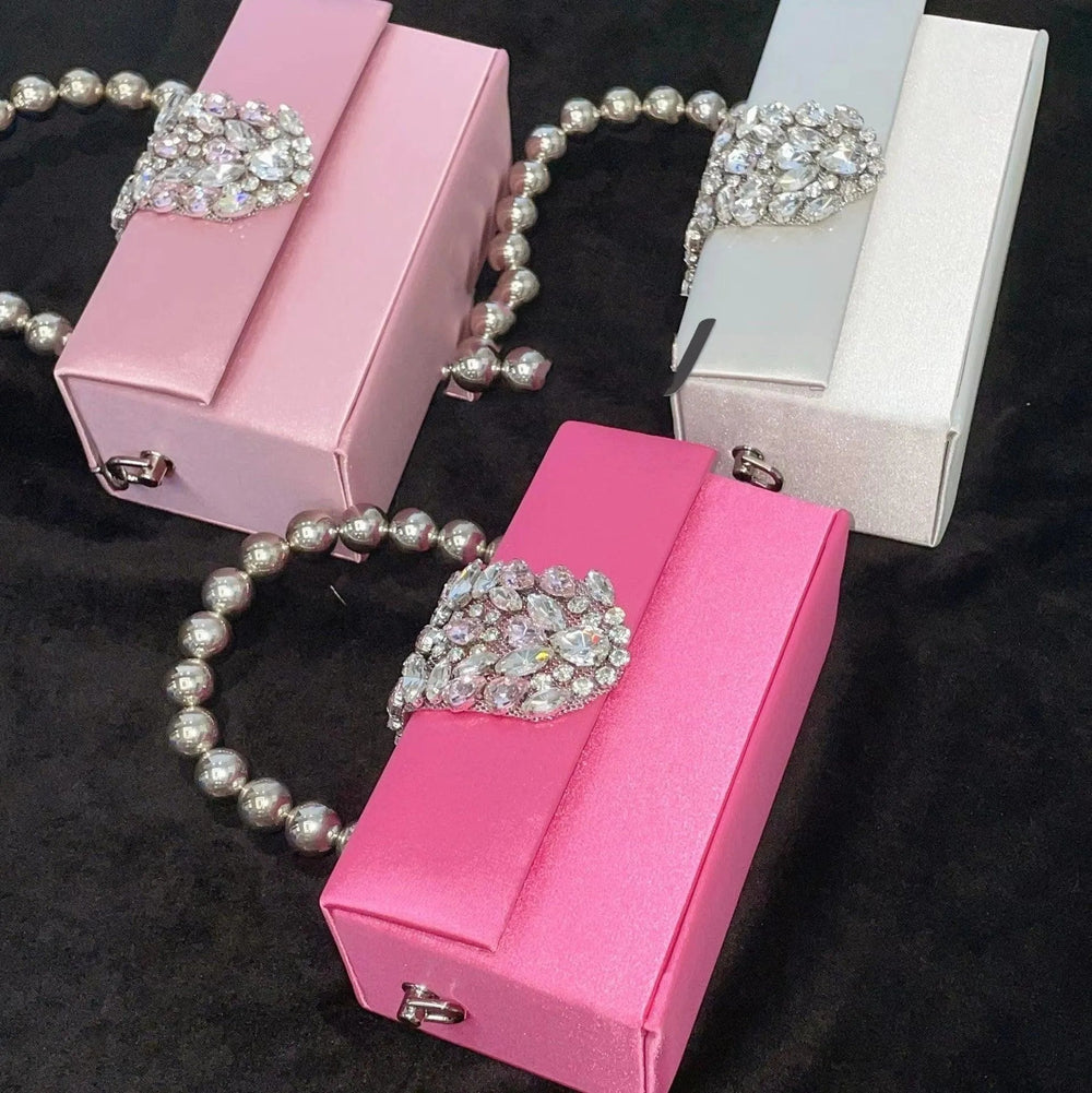 Levoire | Petit sac carré avec des strass français brillants en tête de diamant