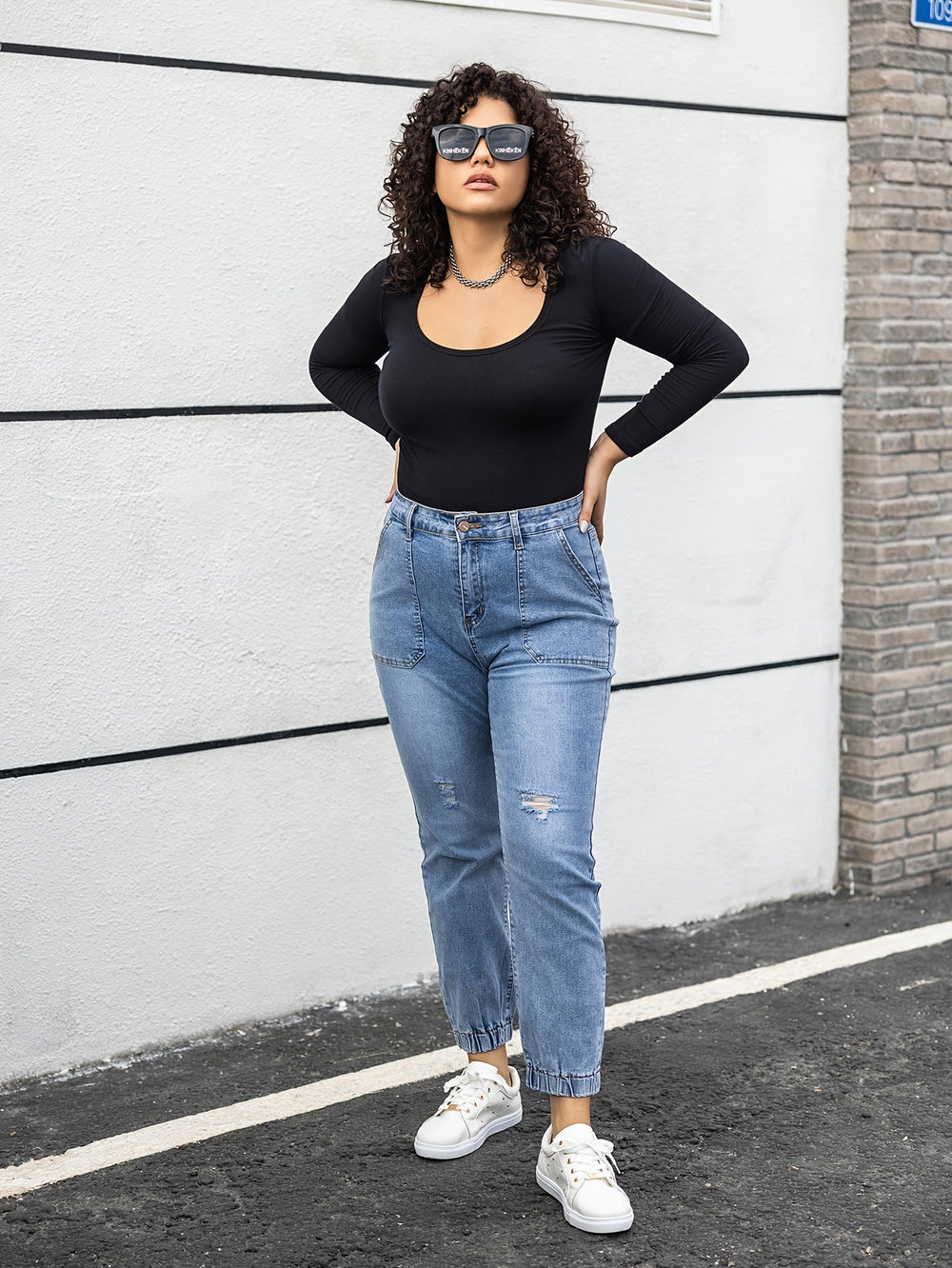 Levoire | Rennot Femmes Jean Bleu Lavé Avec Grands Poches Latérales