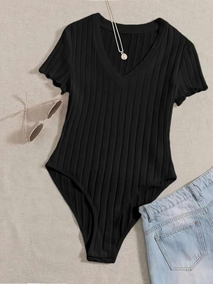 Levoire | Body Uni Avec Décolleté En V Noir