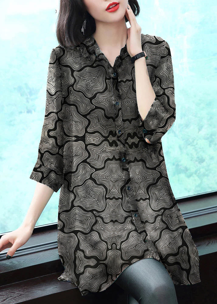 Levoire | Chiffon blouse col Peter Pan Noir