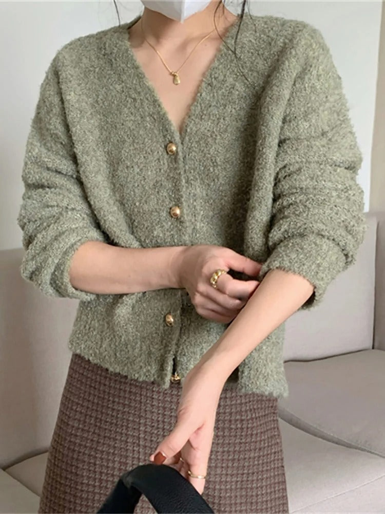 Levoire | Chaqueta En Tricot Doux Vert Une taille