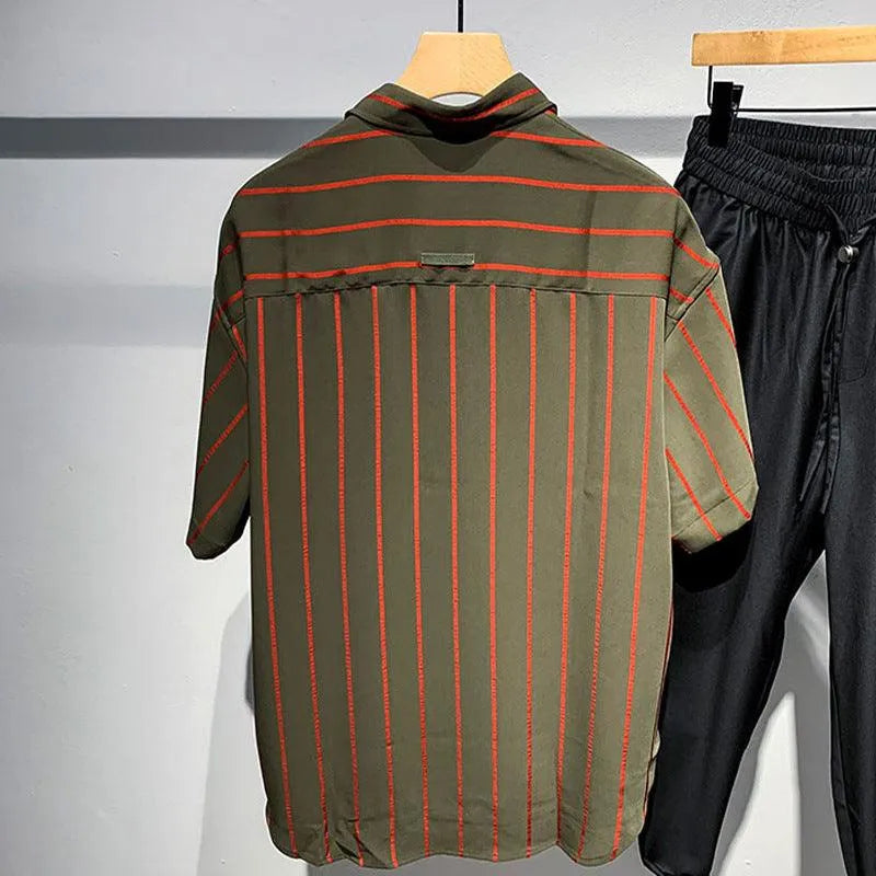 Levoire | Chemise à rayures à manches courtes pour hommes avec une coupe confortable et ample