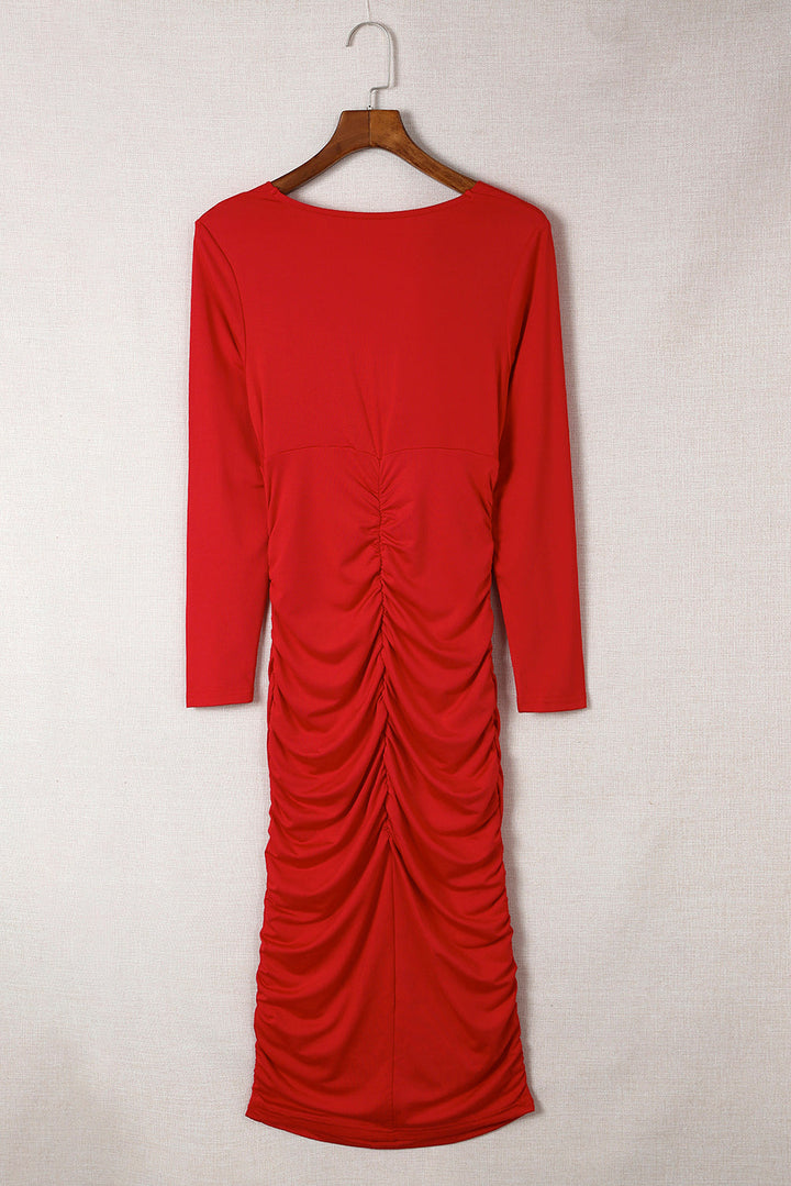 Levoire | Robe Bodycon Élégante À Encolure Cache-Coeur Avec Manches Longues Pour Femmes